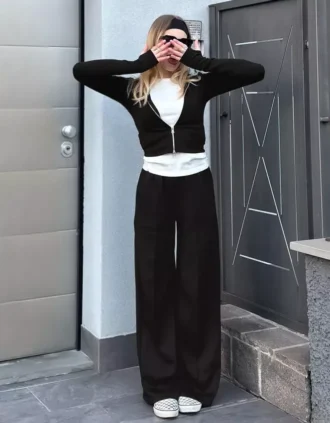 Απαλό παντελόνι με Wide Leg πόδια