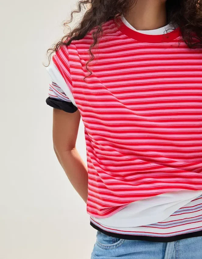 Boxy Fit T-shirt with stripes and wide neckline – T-shirts Boxy Fit T-shirt with stripes and wide neckline – T-shirts