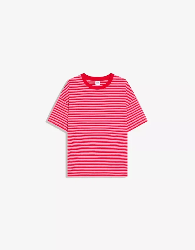 Boxy Fit T-shirt with stripes and wide neckline – T-shirts Boxy Fit T-shirt with stripes and wide neckline – T-shirts