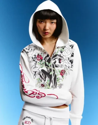 Ed Hardy X Bershka Φούτερ με κουκούλα και τύπωμα – Γυναικείο