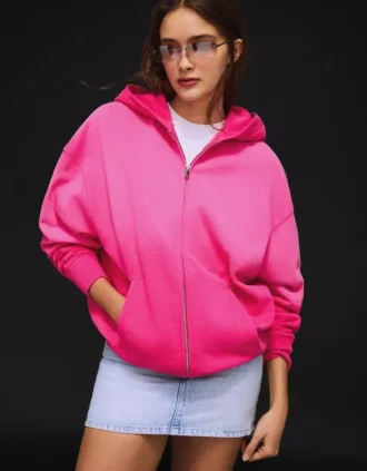 Φούτερ με κουκούλα και φερμουάρ σε Oversize μέγεθος