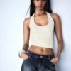 Halter Top με κουμπιά Halter Top με κουμπιά