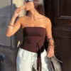 Μπλούζα bandeau με δέσιμο μπροστά – #Bershkastyle – Γυναίκες