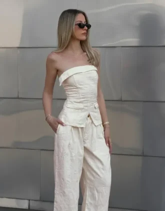 Μπλούζα Denim τύπου bandeau – #Bershkastyle – Γυναικεία