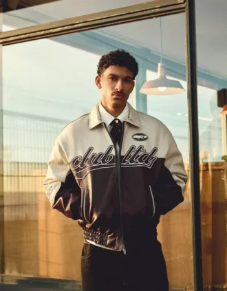 Μπουφάν από Faux Leather με χρωματικά μπλοκ – Μπουφάν