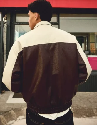 Μπουφάν από Faux Leather με χρωματικά μπλοκ – Μπουφάν