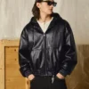 Μπουφάν από Faux Leather με κουκούλα – Μπουφάν