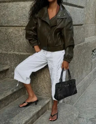 Μπουφάν από Faux Leather με πέτο – Μπουφάν και καμπαρντίνα
