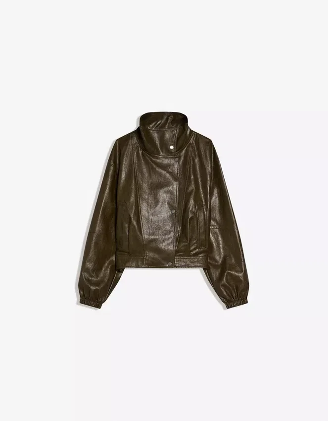 Μπουφάν από Faux Leather με πέτο – Μπουφάν και καμπαρντίνα Μπουφάν από Faux Leather με πέτο – Μπουφάν και καμπαρντίνα
