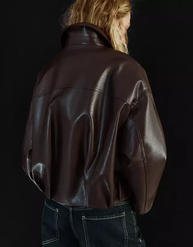 Μπουφάν bomber από Faux Leather με ζώνη – Μπουφάν και καμπαρντίνα Μπουφάν bomber από Faux Leather με ζώνη – Μπουφάν και καμπαρντίνα