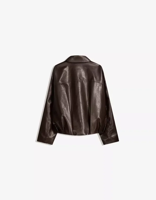 Μπουφάν bomber από Faux Leather με ζώνη – Μπουφάν και καμπαρντίνα Μπουφάν bomber από Faux Leather με ζώνη – Μπουφάν και καμπαρντίνα