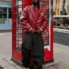 Μπουφάν bomber με τύπωμα από Faux Leather