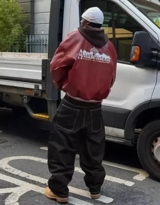 Μπουφάν bomber με τύπωμα από Faux Leather