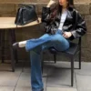 Μπουφάν Bomber με ζώνη από Faux Leather – Μπουφάν και Τρέντς – Γυναίκες Μπουφάν Bomber με ζώνη από Faux Leather – Μπουφάν και Τρέντς – Γυναίκες