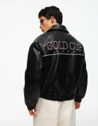 Μπουφάν με γραφικά από Faux Leather Μπουφάν με γραφικά από Faux Leather