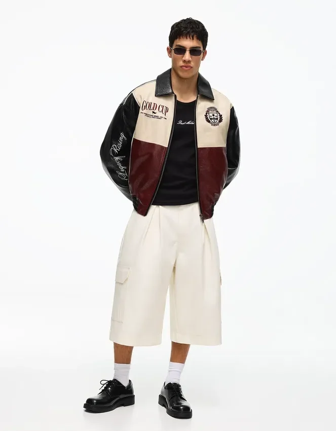 Μπουφάν με γραφικά από Faux Leather Μπουφάν με γραφικά από Faux Leather