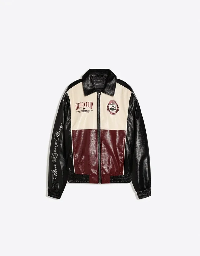 Μπουφάν με γραφικά από Faux Leather Μπουφάν με γραφικά από Faux Leather