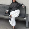 Oversize μπουφάν από Denim με υφή Oversize μπουφάν από Denim με υφή