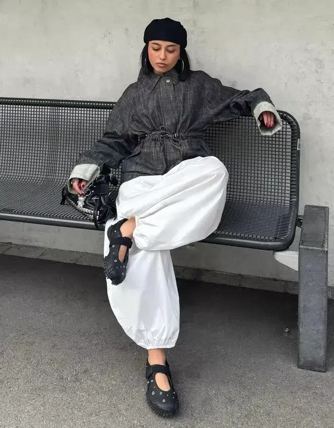 Oversize μπουφάν από Denim με υφή Oversize μπουφάν από Denim με υφή