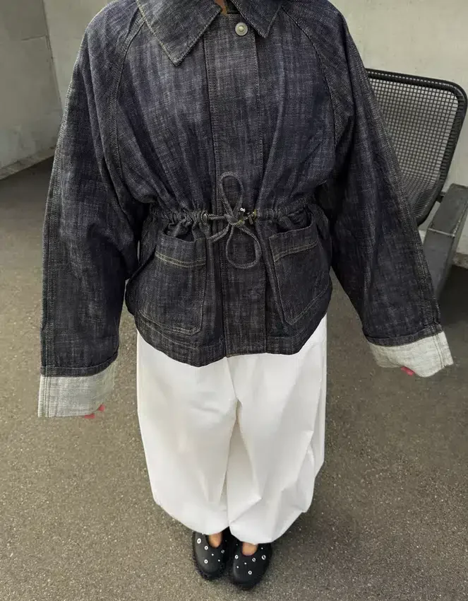 Oversize μπουφάν από Denim με υφή Oversize μπουφάν από Denim με υφή