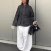 Oversize μπουφάν από Denim με υφή Oversize μπουφάν από Denim με υφή