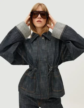 Oversize μπουφάν από τζιν με υφή – Μπουφάν και καμπαρντίνα Oversize μπουφάν από τζιν με υφή – Μπουφάν και καμπαρντίνα