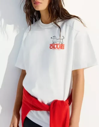 Oversize T-shirt με κοντό μανίκι και τύπωμα – Γυναικείο