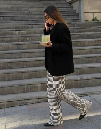Παντελόνι με ίσια γραμμή και ριγέ σχέδιο