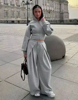 Παντελόνι με Wide Leg και ελαστικά στα τελειώματα με εφέ νεοπρέν – #Bershkastyle – Γυναικείο