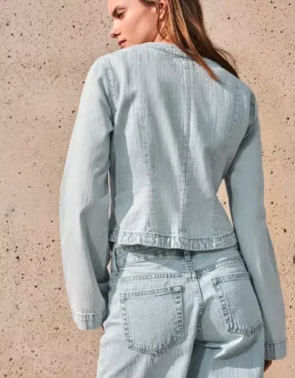 Ριγέ Denim μπουφάν με πεπλούμ – Μπουφάν και καμπαρντίνα