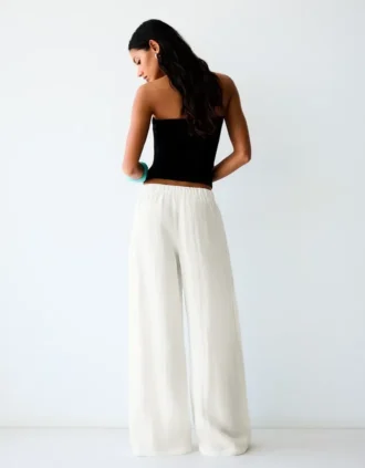 Ρουστίκ παντελόνι με Wide Leg και πιέτες